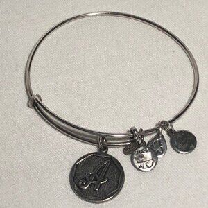 Alex & Ani A Initial Charm Silver Tone Adjustable Bracelet